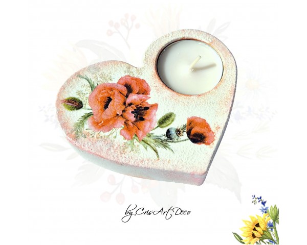 Suport decorativ pentru lumanare - buchet maci 144233